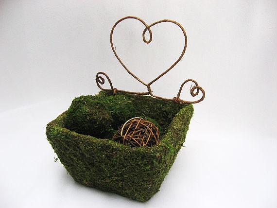 Square Moss Basket - Wedding Decoration, Woodland Wedding, Rustic Wedding - AntoArts