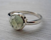 Prehnite ring rose cut prehnite ring pale green gemstone ring silver ring