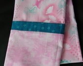 PINK HEARTS PILLOWCASE: Standard Size   in Pink and Teal