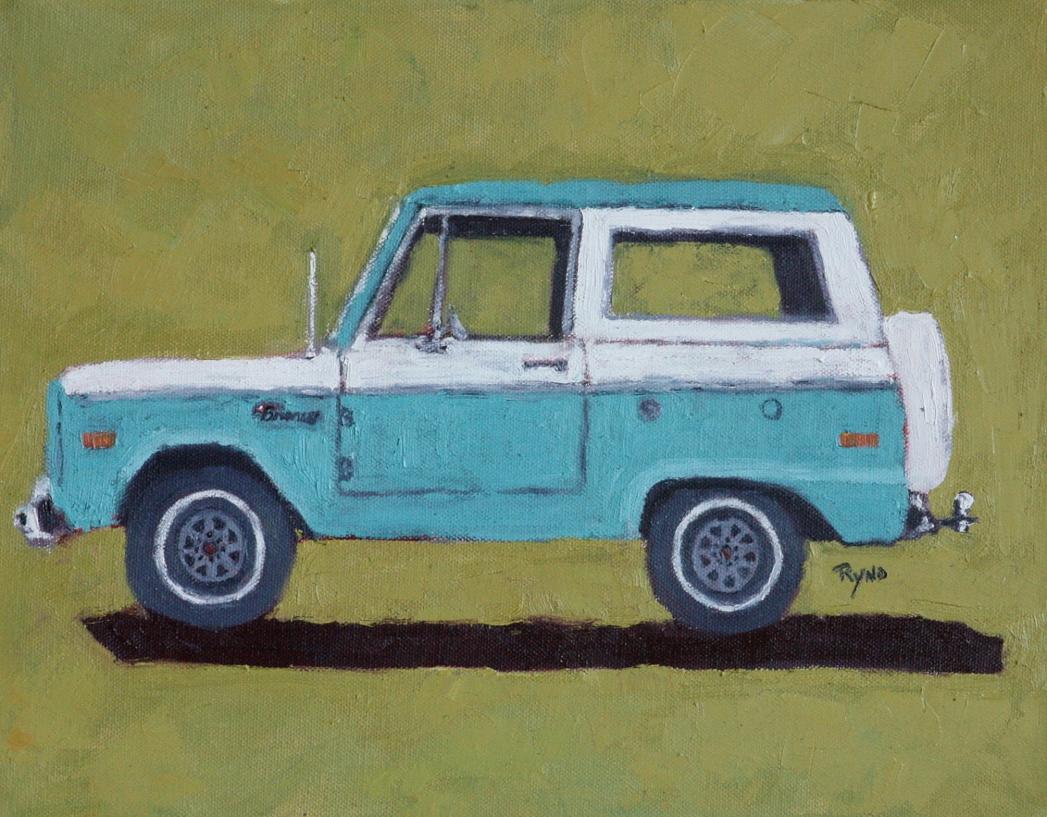 Turquoise Bronco - Ford Bronco, Prints, Scenic, Folk, Digital Prints, Decor, Wall Art, Handmade, Wall Decor