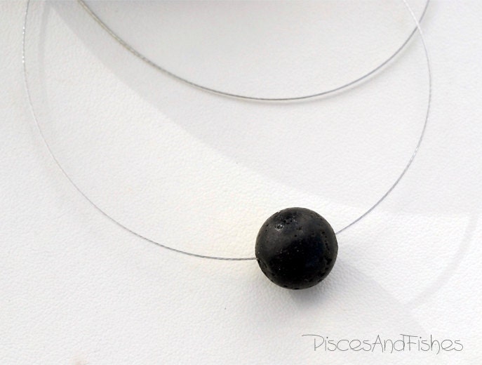 Necklace - Black Lava Bead Solitaire Necklace