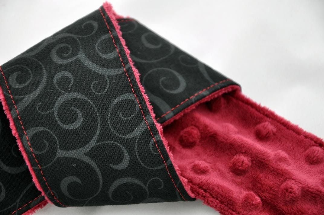 Canon Camera Strap Cover dSLR / SLR Black Swirl Cranberry Minky Spiced Wine - Spring Accessories Spring Fashion