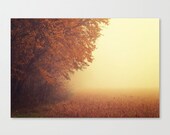 rustic autumn photography "I was on my way dreaming" 8x12 photo office decor unisex fog autumn morning tango sienna auburn