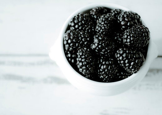 fall harvest kitchen cook art modern food photography rustic home decor white fruit photo 5x7 photograph farmers market "Blackberries l"