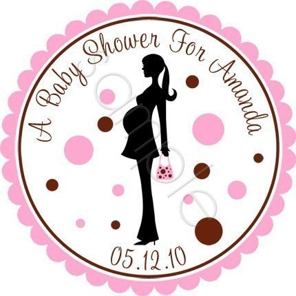 Mother To Be Silhouette Personalized Stickers - Baby Shower, Party Favor Labels, Gift Tag, Pregnant Woman, New Baby - Choice of Size