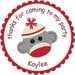 Sock Monkey Personalized Stickers - Party Favor Labels, Address Labels, Birthday Stickers, Belonging Labels, Baby Shower - Choice of Size
