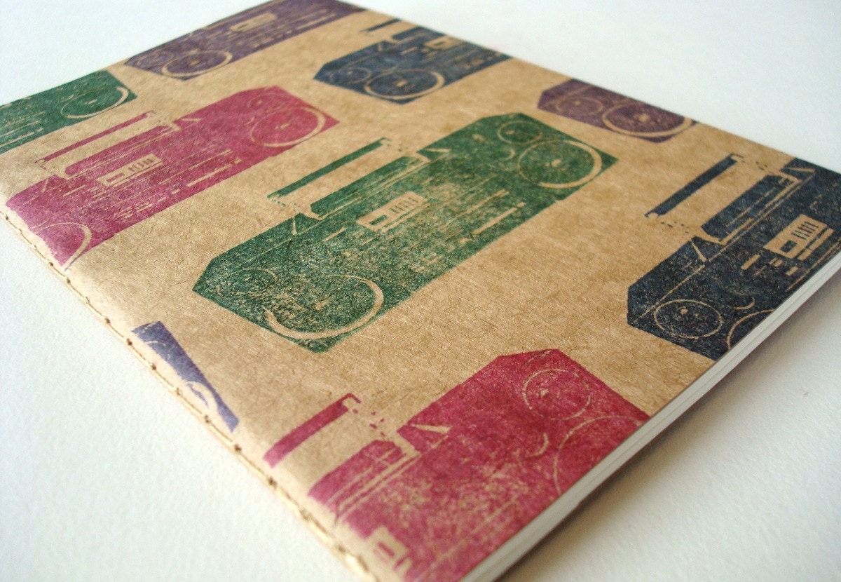 Boombox Rainbow pocket moleskine journal (sketch) 80's hip hop music notebook