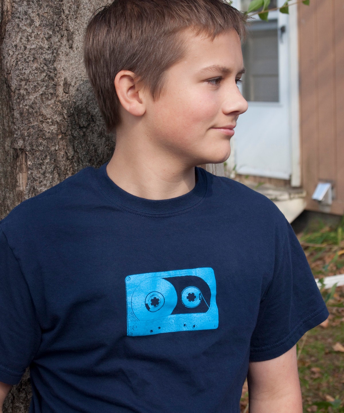 Mix Tape Men's XL T-shirt 80's Cassette retro music gift navy blue