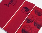 So Retro red moleskines, vintage designs earth fan lovely lady, pocket journals