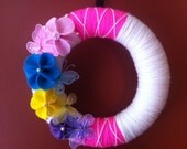 Handmade Call of Spring /Summer Wreath- Colorful Flowers-10 in Wreath