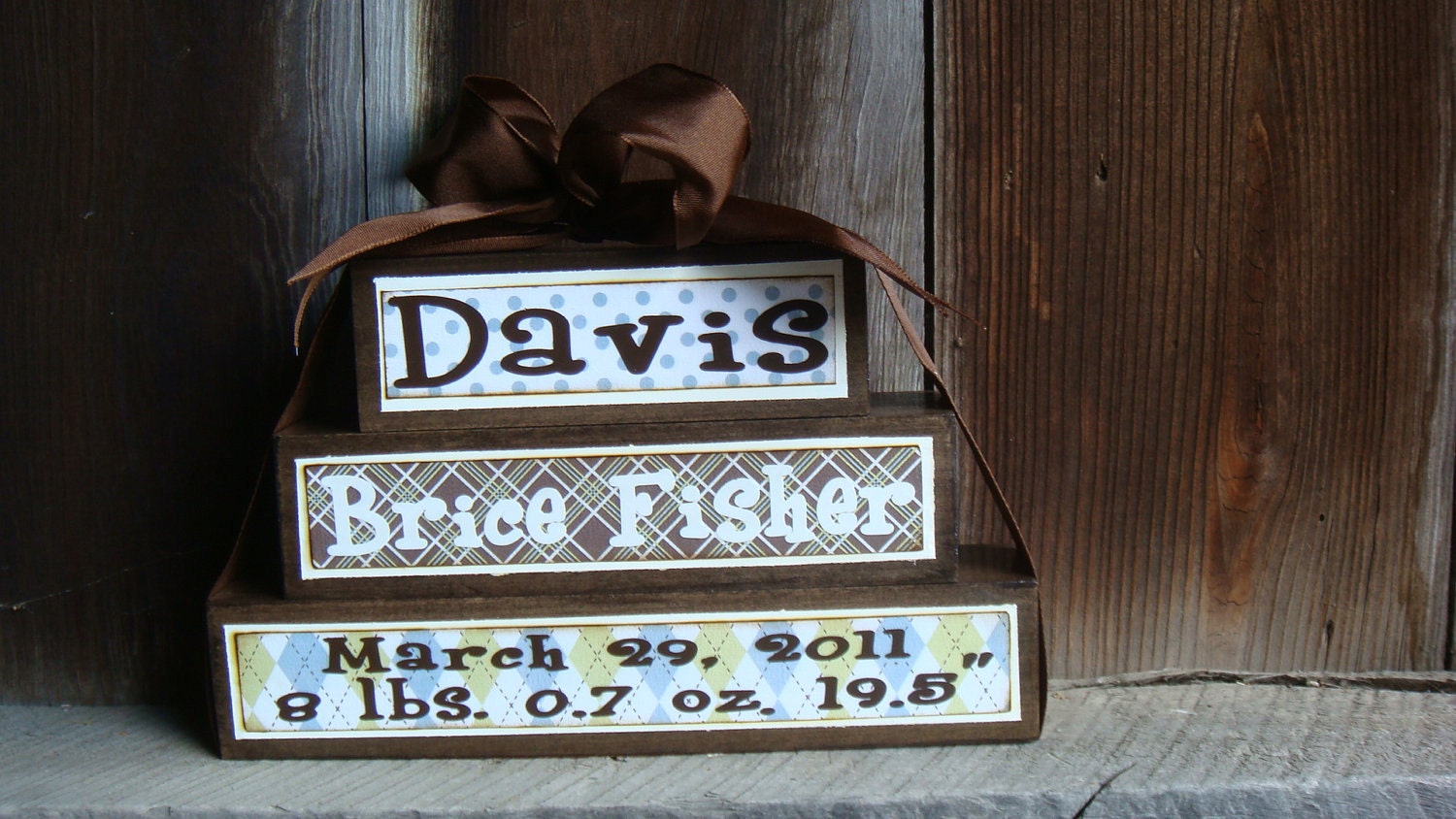 Personalized Wood Blocks stacker Click to see more color options