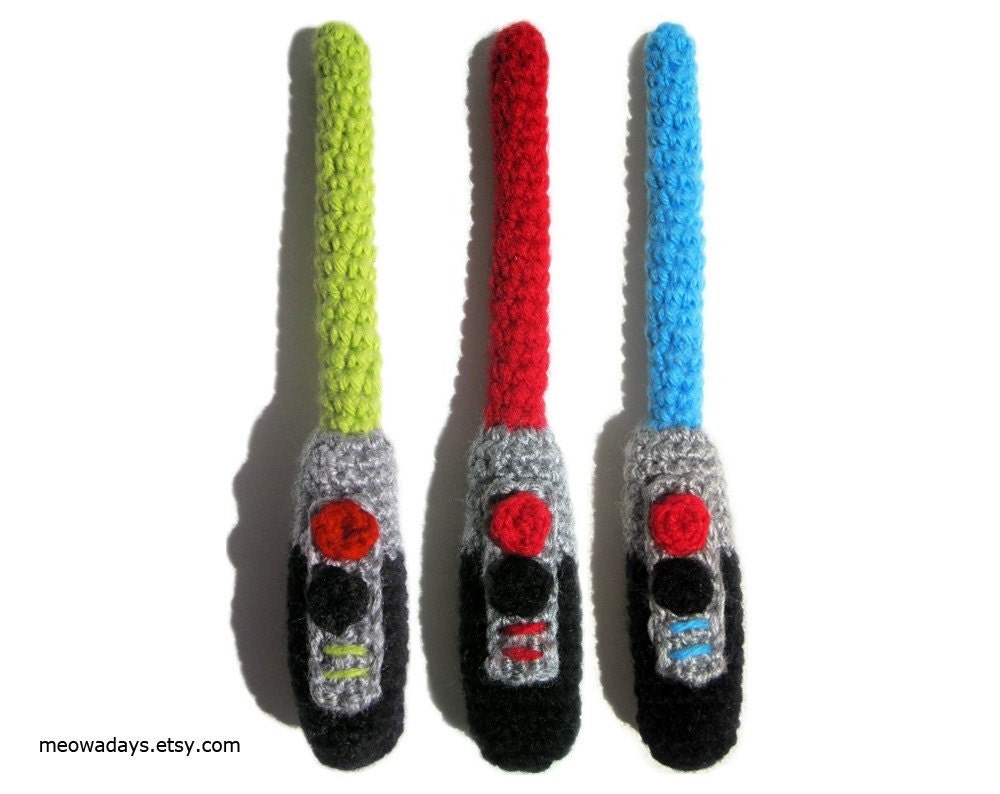 CAT TOY LIGHTSABER nerdy geeky star wars crocheted organic catnip pet toys