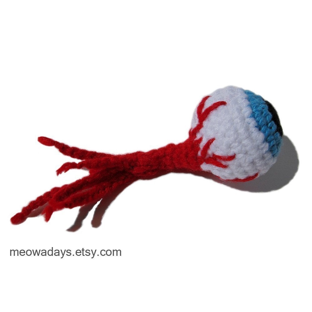 CAT TOY EYEBALL pet toys zombie organic catnip crocheted toy funny weird