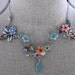 Garden Party Necklace - Colorful Floral Wire Wrapped Collar Necklace