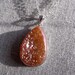 Orange Creamsicle Color Titanium Druzy Teardrop Pendant Necklace with Silver Chain and Wire Wrapped Gemstone Clasp Detail