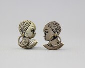 Vtg 1940s BLACKAMOOR EARRINGS / WWII era Novelty African Natives