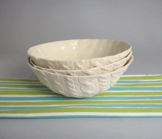 SALE-- Ceramic cable knit sweater bowl - 10% OFF