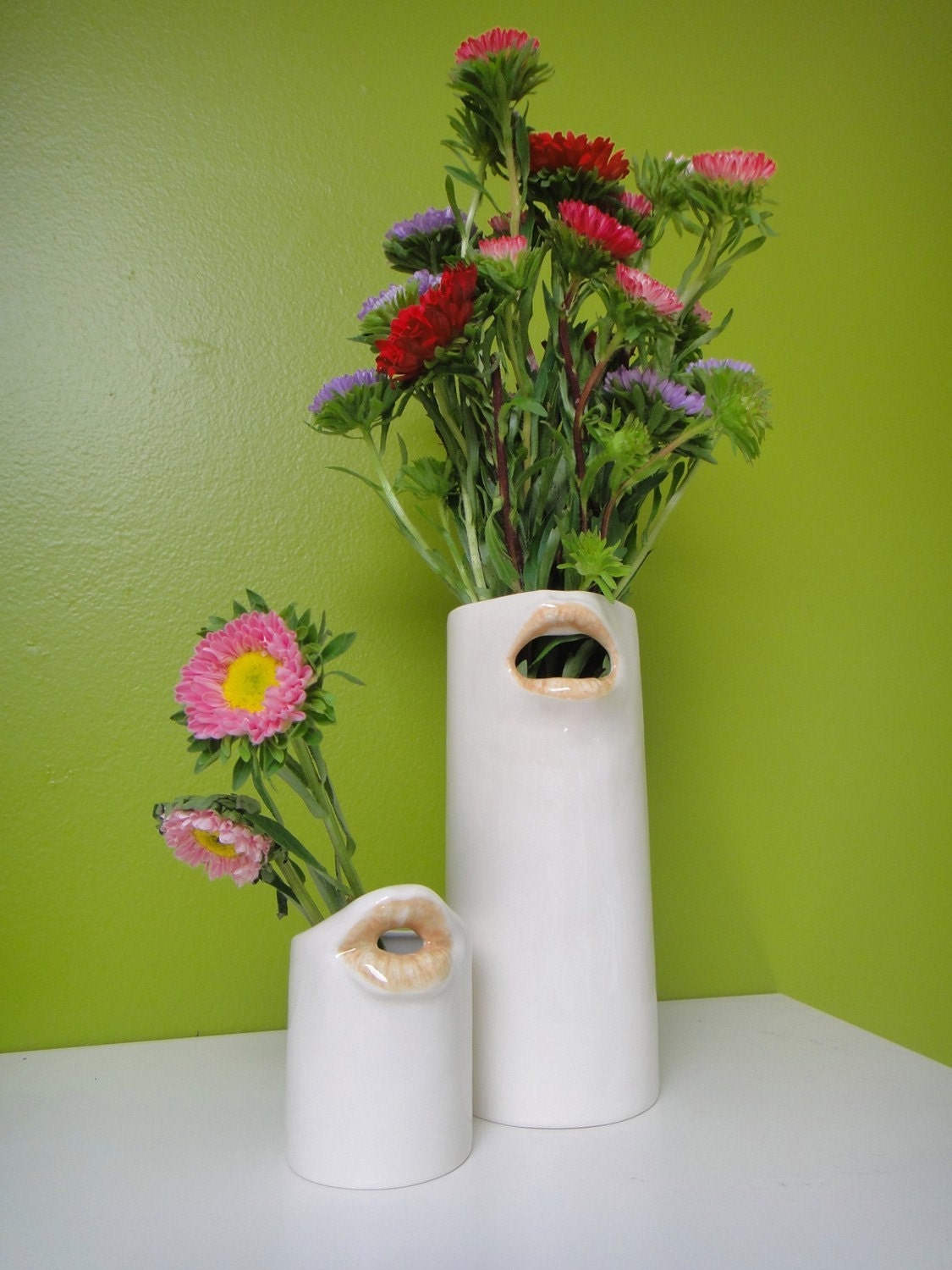 Quirky ceramic cylinder mouth vase
