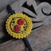 Hand Embroidered Headband Wool Felt in Mustard Yellow Scarlet Red and Turquoise by love maude