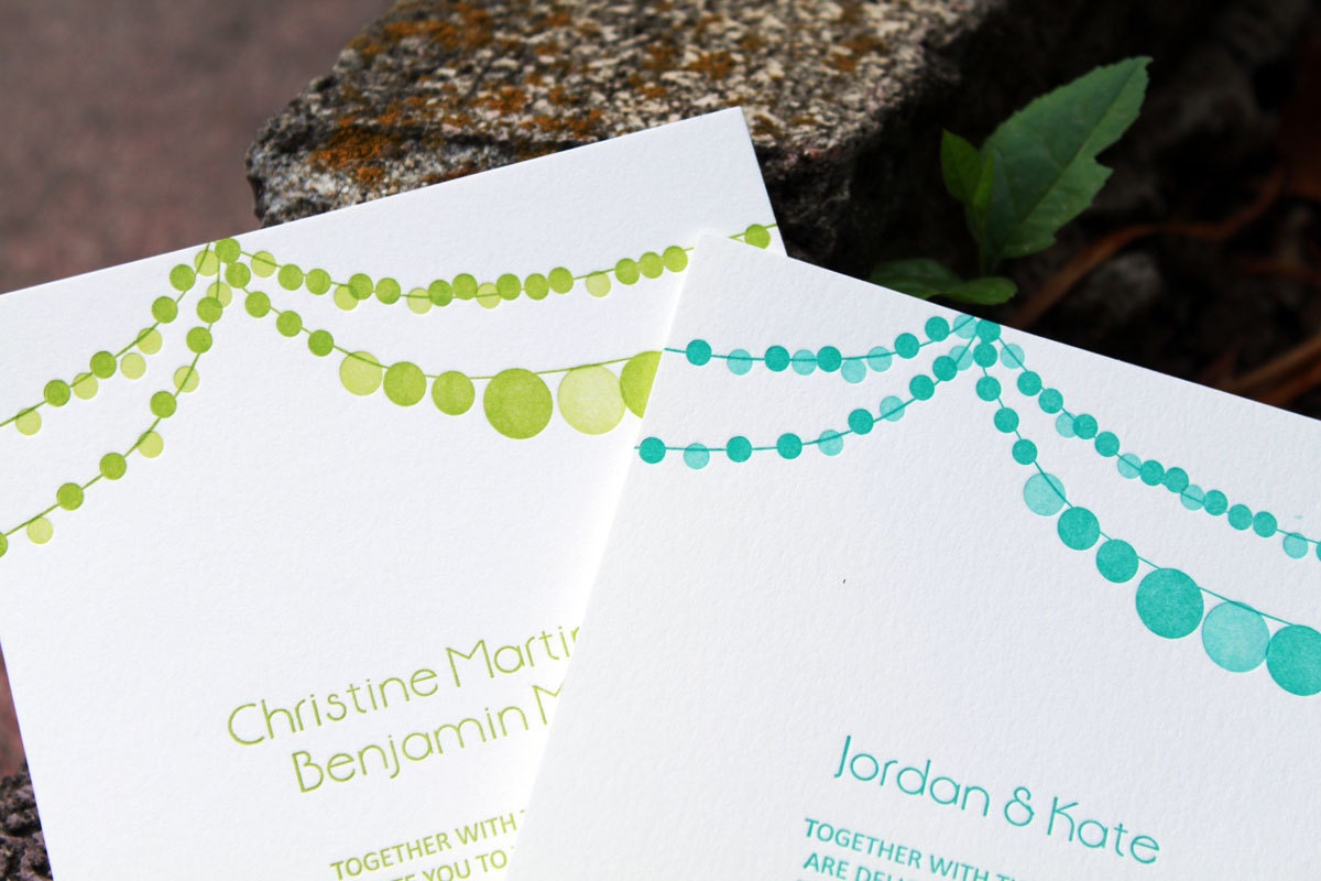 Letterpress Printed Festive Lanterns Wedding Invites Set of 50, exclusive design. Eco friendly.