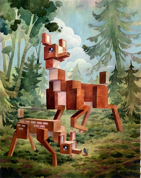 Animal Pixel Series- Deer-13 x 19 print