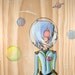11" x 17" poster print of acrylic painting on wood- "Lonely Space Scout"