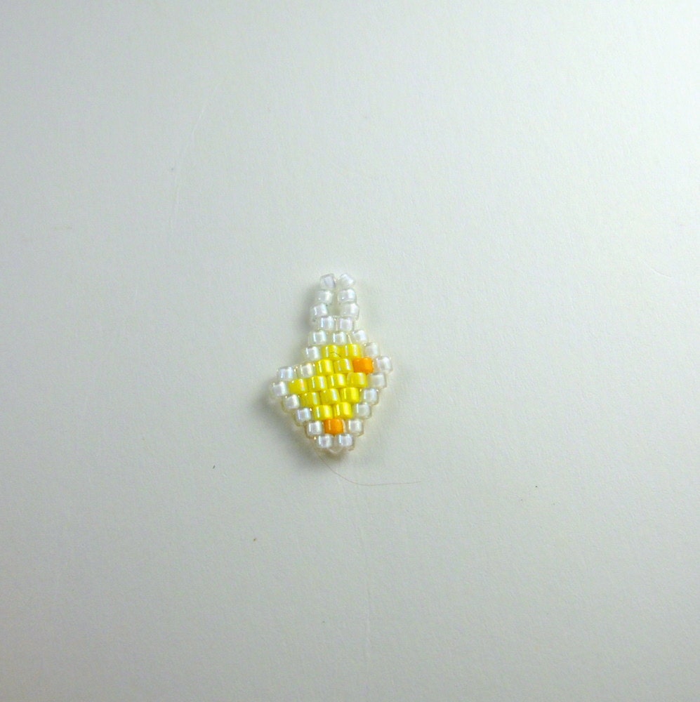 Tiny Yellow Chickie Charm Made With Delica Beads St. Patricks Day