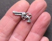 10 Gun Charms Antique Tibetan Silver Tone 2 Sided - SC743