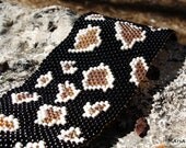 Beadwork Snake Skin  cuff / bracelet, Beadwoven seed beads texture fashion jewelry.