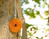 Minimalist Pumpkin Bead woven round pendant/ necklace. preppy style tbteam . Made to order