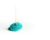 Turquoise jewelry. Disk  long dangle earrings. Beadwork trendy jewelry