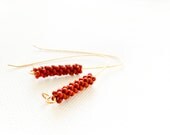 Minimalist African jewelry Terracotta beaded beads dangle earrings. Brick design - seed beads jewelry gift idea tbteam