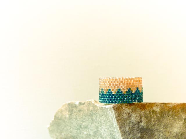Mulan. Native American band ring. Chevron tribal zig zag pattern. Emerald Green bamboo totem tbteam,