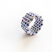 Navy blue silver stripe textured custom band ring. Summer nautical jewelry. tbteam