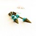 Tribal arrow earrings. Hanger games jewelry Turquoise antique bronze long dangle