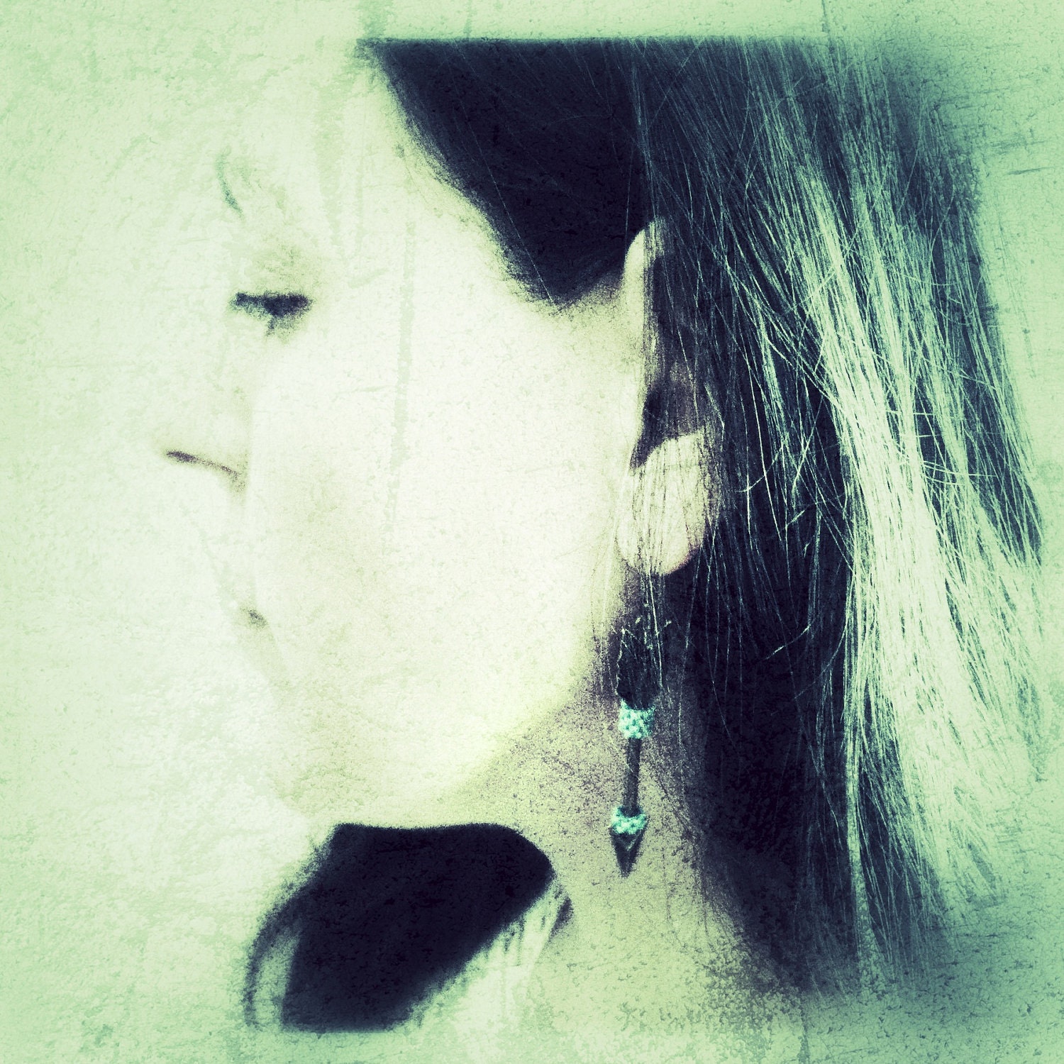 Tribal arrow earrings. Hanger games jewelry Turquoise antique bronze long dangle