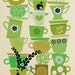 cups, green - art print