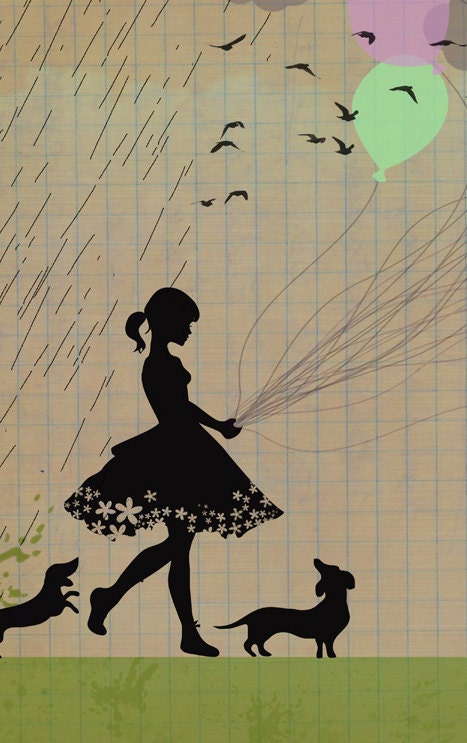 girl with balloons-art print