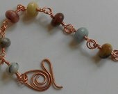 Copper and Agate Bracelet, Multi-Color Agate and Copper Wire-Wrapped Bracelet
