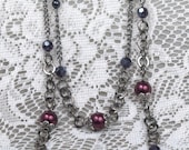 Purple, Burgundy, and Gunmetal Necklace - Extra Long