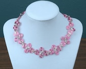 Pink and Silver Spiral Wire Collar Necklace
