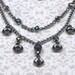 Necklace Crystal Drops on Gunmetal Chain, Double Strand