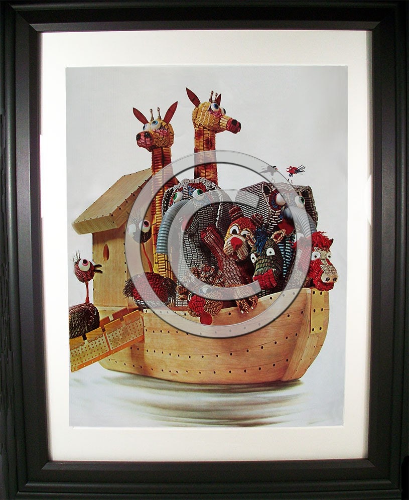 Kid's Room - Noah's Ark Fashioned from Computer Parts. Signed Print of Vintage Ad Art. (H)