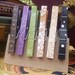 Wooden Clothespins. Set of 6 handpainted and decoupaged in contemporary colors