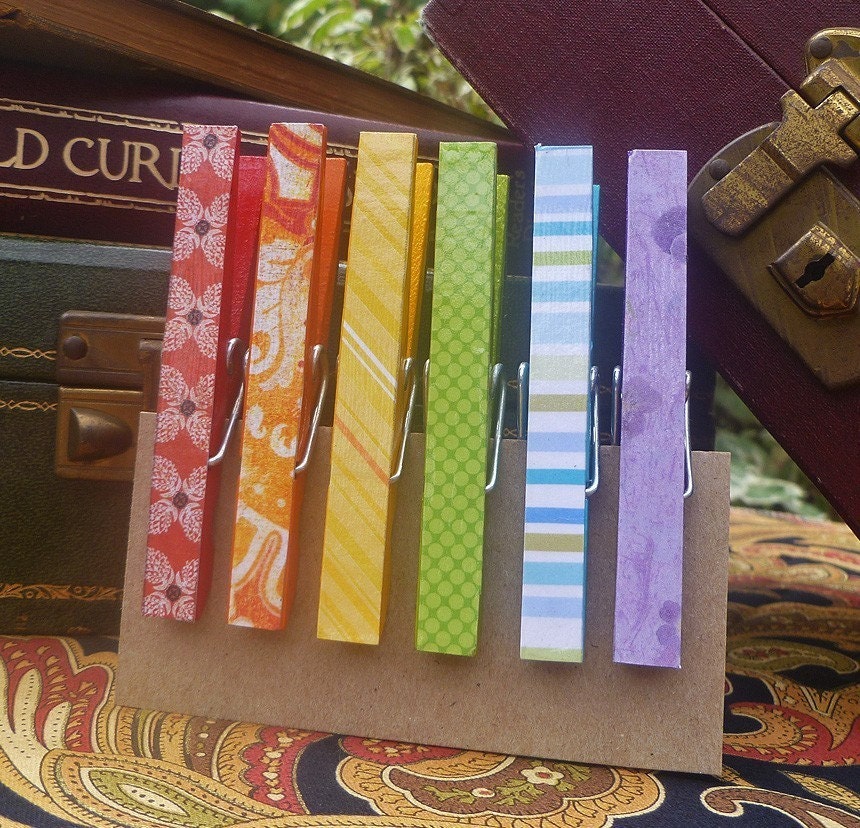 Magnetic Handpainted Wooden Clothespins in Rainbow Inspired Colors