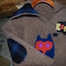 Wool Unisex Felted Child's Sweater with Einstein the Owl, Child's size 5-8