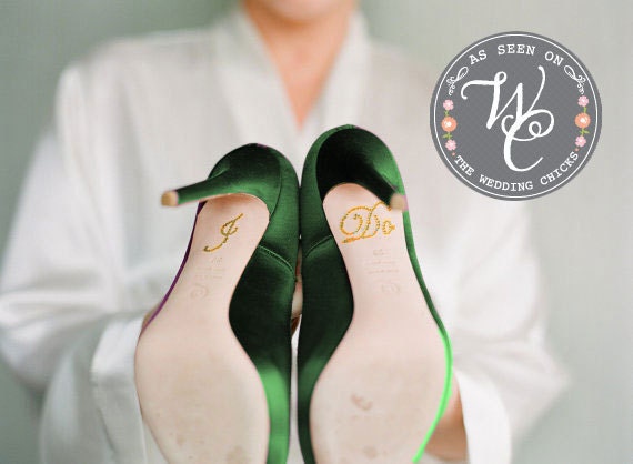 I Do Shoe Stickers - Gold Script Rhinestone I Do Wedding Shoe Appliques - Rhinestone I Do Shoe Stickers for your Wedding Shoes