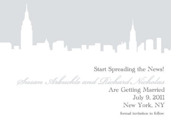 New York City Silhouette Wedding Save the Date or Invitation