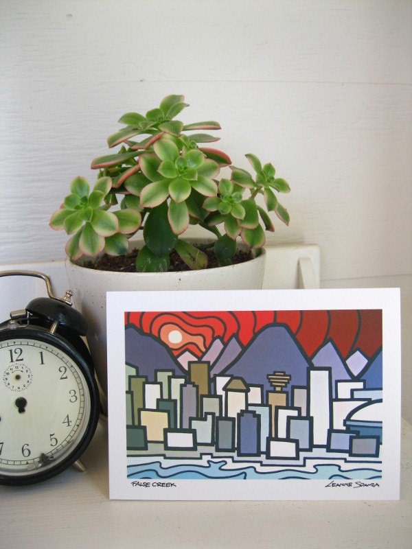 False Creek, Vancouver BC 5" x 7" Card of Original Acrylic Landscape Painting