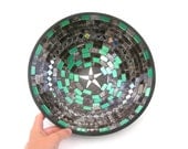 Green fruit bowl glass mosaic with mirror and starfish sign emerald